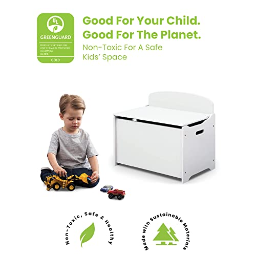 Deluxe Wooden Toy Box with Slow-Closing Safety Lid, Bianca White