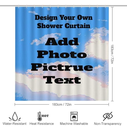 Custom 4-Piece Shower Curtain Set with Photo & Text Print, Bath Mats