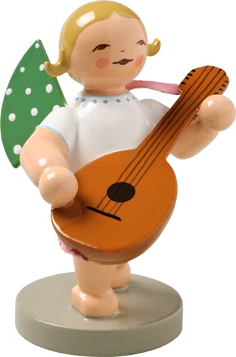 Hand-Painted Wooden Grunhainichen Angel with Lute – Wendt & Kühn Figurine