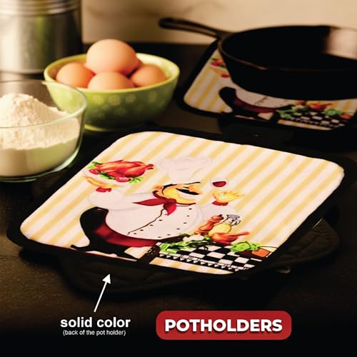 5-Piece Chef Design Kitchen Linen Set with Towels, Oven Mitt and Potholders