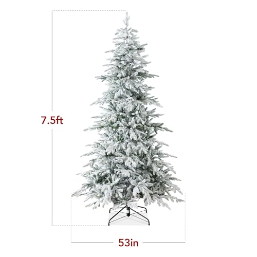 7.5ft Pre-Lit Flocked Artificial Christmas Tree with Dual-Color LEDs