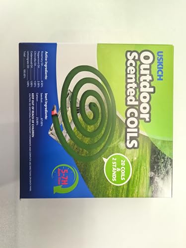 Natural Plant-Based Outdoor Patio Aroma Coils with 2 Stands (20 Pack)