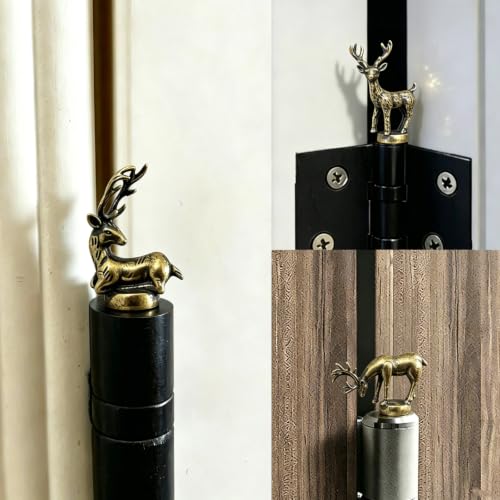 Zuxlwud 5-Pack Brass Deer Magnetic Hinge Heads Christmas Home Decor Gift