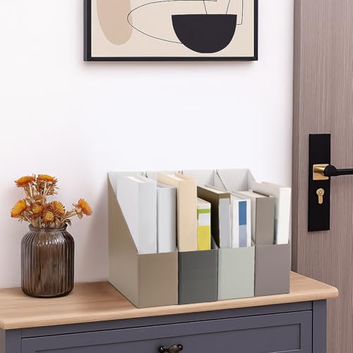 Boho Floral Magazine File Holders - Set of 4 Foldable Cardboard Organizers