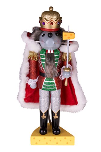 Mouse King 14-Inch Traditional Wooden Nutcracker - Festive Christmas Decor