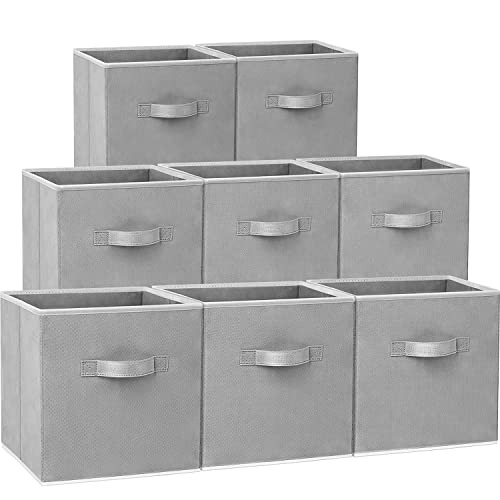11-Inch Fabric Storage Cubes 8-Pack Collapsible Closet Organizer Bins Grey
