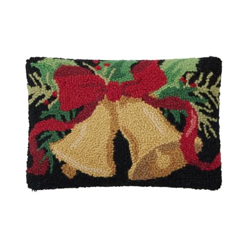 Peking Handicraft Christmas Bell Hook Pillow 12 Inch Multicolor Holiday Decor