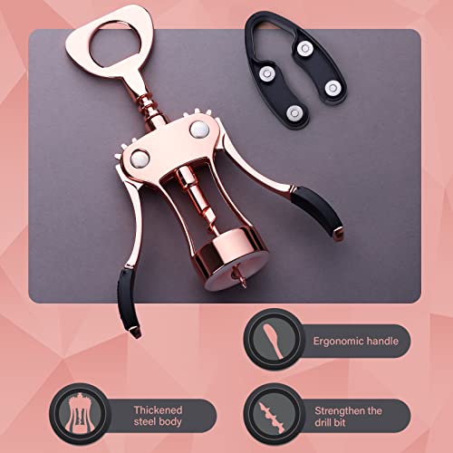 Gold Wing Corkscrew Wine Opener with Foil Cutter - Premium Zinc Alloy Bottle Opening Tool