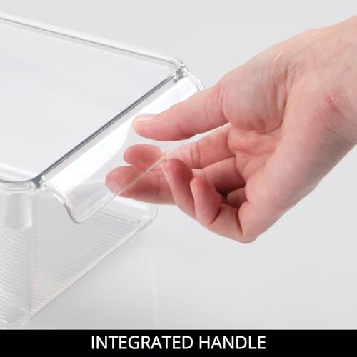 iDesign Fridge Storage Bin with Handle - Fridge Tray for Meats and Cheeses - Set of 4 - Clear