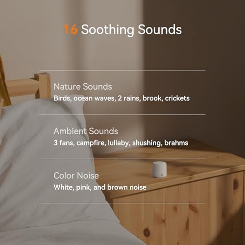 Portable White Noise Sound Machine for Travel - Egg-Sized Sleep Aid, 16 Sounds