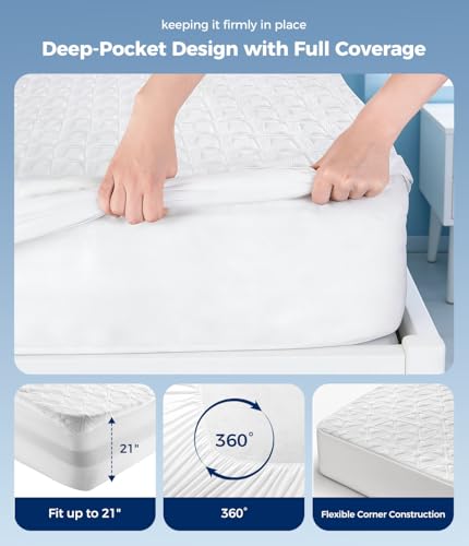 Queen Waterproof Mattress Protector - Soft Cooling Bed Cover