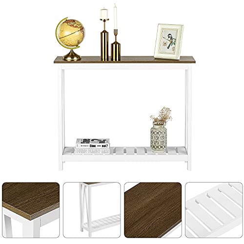 Rustic Farmhouse Console Table, 40-Inch Narrow Entryway Sofa Table