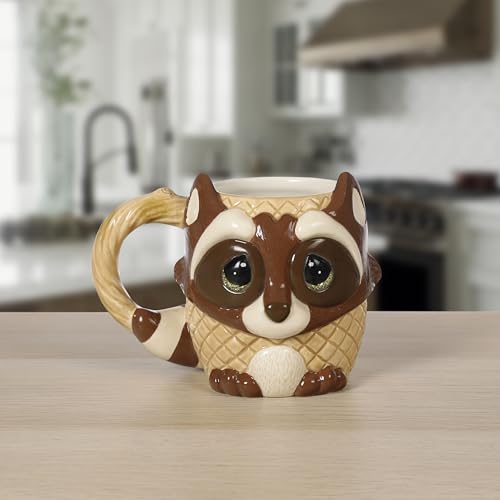 Precious Moments Hand-Painted Raccoon Mug - 13.5 oz Ceramic Christmas Gift