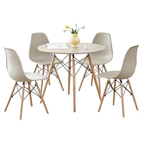 5-Piece Round Dining Set with 4 Chairs and 35.5-Inch Table