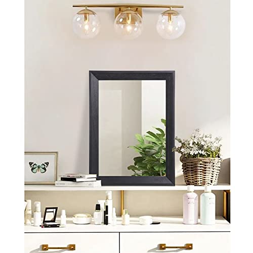 Rustic Rectangular Wall Mirror, 12x16 inch Wood Framed Hanging Mirror
