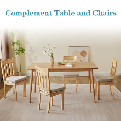 D-Shaped Dining Chair Cushions Set of 4, Non-Slip Kitchen Seat Pads, Beige