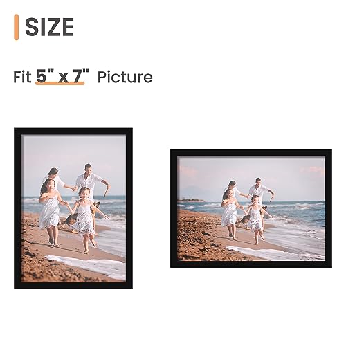 5x7 Black Picture Frames - Set of 3 Thin Border Wall & Tabletop Photo Frames
