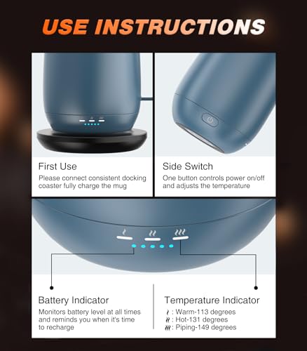 16oz Self-Heating Coffee Mug with 3 Temperature Settings & Charging Coaster