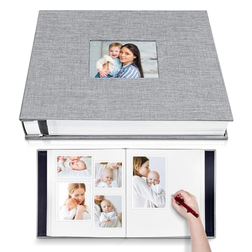 Large Self-Adhesive Photo Album with Linen Cover, 40-Page DIY Scrapbook