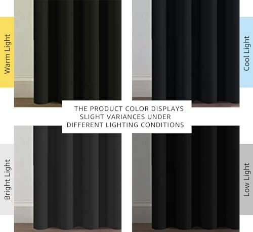 100% Blackout Grommet Curtain Panel - 52x96 Inch Thermal Insulated (Jet Black)