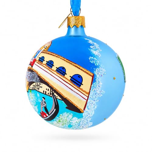 Venice Gondola Christmas Ornament - Hand-Painted Italian Glass Decor