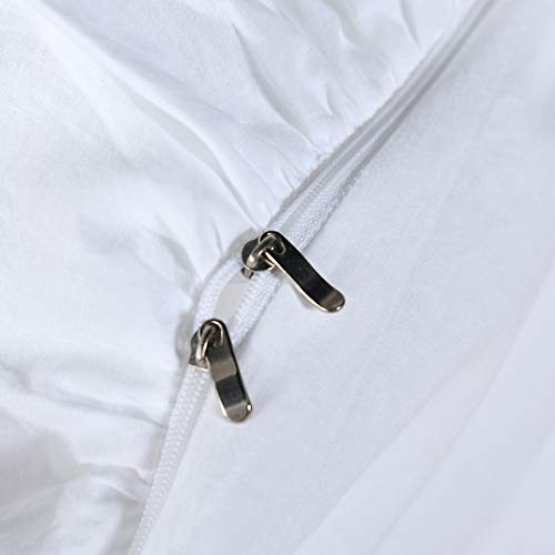 White Ruffled Duvet Cover Set, 3-Piece Queen Washed Cotton Bedding