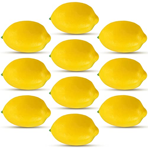 10pcs Lifelike Artificial Lemons - Realistic Yellow Fake Fruit for Home Kitchen Decoration