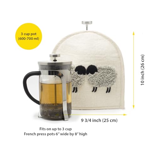 Wool Felt French Press Cozy - Handmade Insulated Coffee Pot Cover