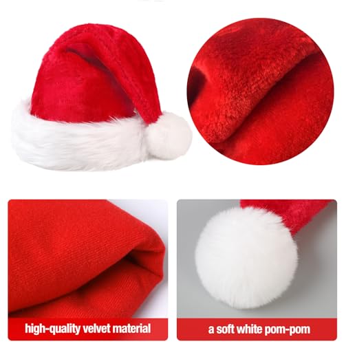 Jevrench 10-Pack Adult Santa Hats Bulk Double Layer Christmas Hats