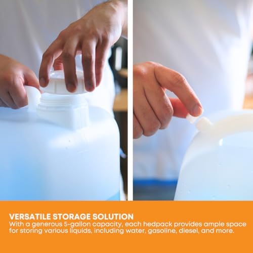 5 Gallon Water Container with Cap 2-Pack BPA-Free Food-Grade