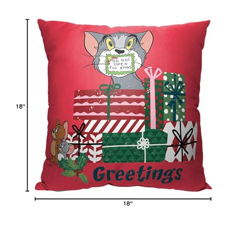 Northwest Tom & Jerry Silenced Till Christmas 18x18 Inch Pillow - Official Licensed Decor