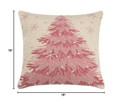 Christmas Tree Hook Pillow 18x18 Wool Accent Holiday Decor