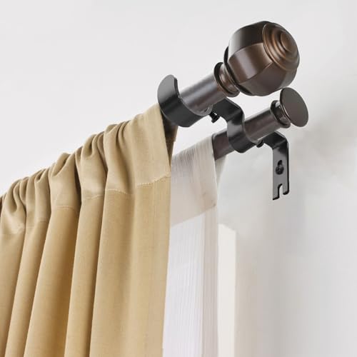 6-Pack Metal Double Curtain Rod Brackets, Heavy Duty Wall Mount Holders