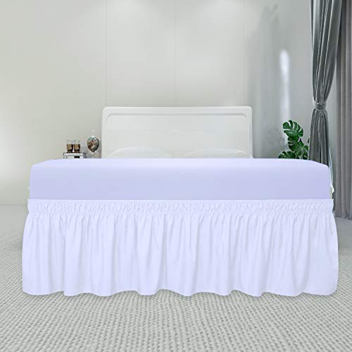 Wrap Around Ruffled Bed Skirt with Adjustable Elastic - 18" Drop, Queen/King