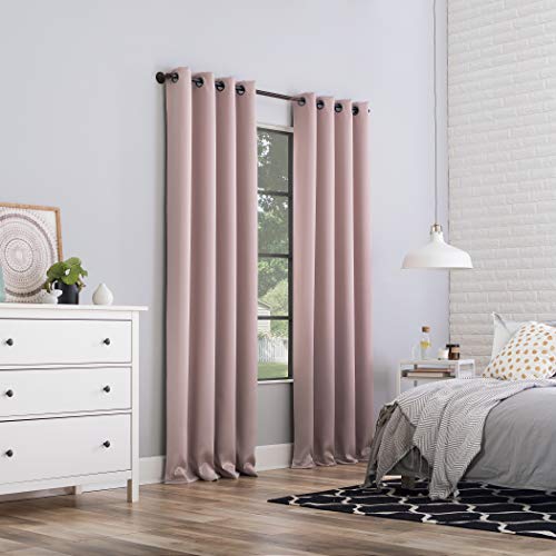 Sun Zero Nordic 2-pack Theater Grade Extreme 100% Blackout Grommet Curtain Panel Pair, 52" x 63", Blush Pink