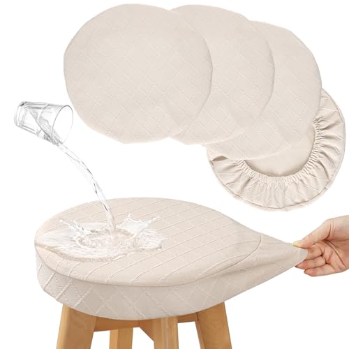 Waterproof Round Stool Covers - 4 Pack, 16-18 Inch, Beige