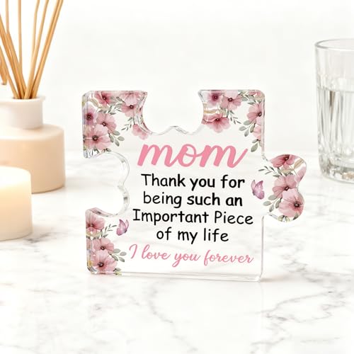 Personalized Mom Christmas Gift Acrylic Puzzle Decor from Daughter Son