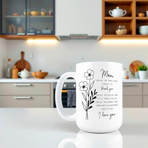 I Love You Mom Mug 15oz Ceramic Coffee Cup with Funny Gift Message