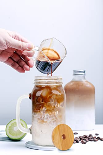 24 oz Mason Jar Glass Tumbler with Bamboo Lid and Stainless Steel Straw