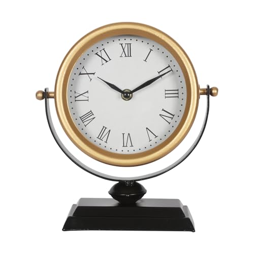 Vintage Gold Mantel Clock, Silent Non-Ticking Analog Desk Clock 8.3x9.1in