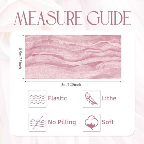 Blushing Pink Cheesecloth Table Runner 10ft Boho Gauze Wedding Decor