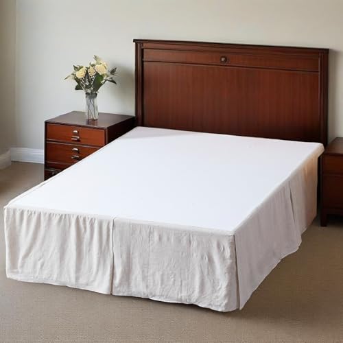 Queen Belgian Linen Bed Skirt with 14 Inch Tailored Drop Dust Ruffle