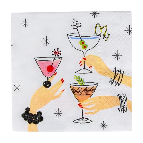 Caspari Aperitivo Cocktail Napkins - 20 Pack, Triple-Ply, Artistic Design
