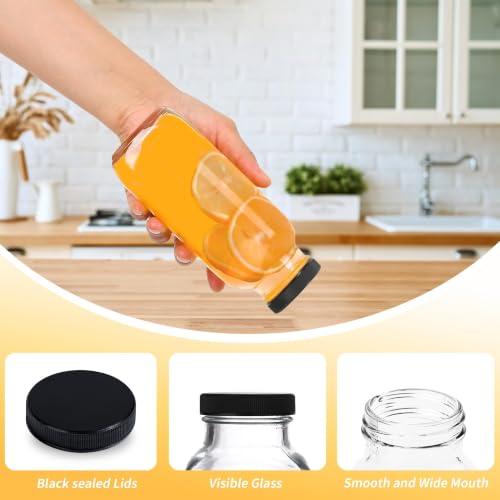 16oz Glass Juice Bottles with Airtight Lids - 10 Pack Reusable Containers
