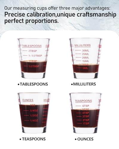2-Pack Measuring Shot Glass Set with Easy-Read Red Markings