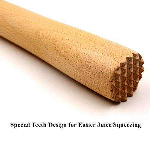 Bamber Extra Long Wooden Cocktail Mojito Muddler - 12 x 1.6 Inches Bar Tool