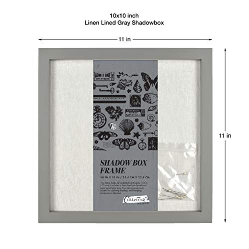 MCS Linen Lined Shadow Box Frame, 10x10, Gray