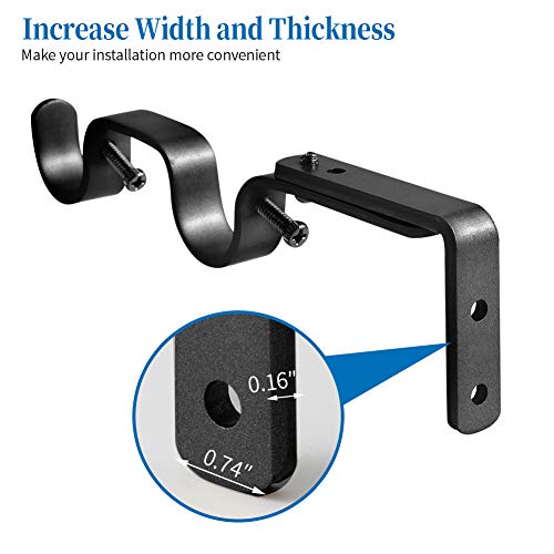 Heavy Duty Adjustable Double Curtain Rod Brackets for 1 Inch Rods, 2 Pack