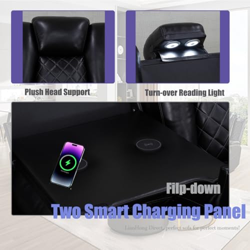 3-Piece Power Reclining Sectional Sofa with LED Lights, USB & Storage