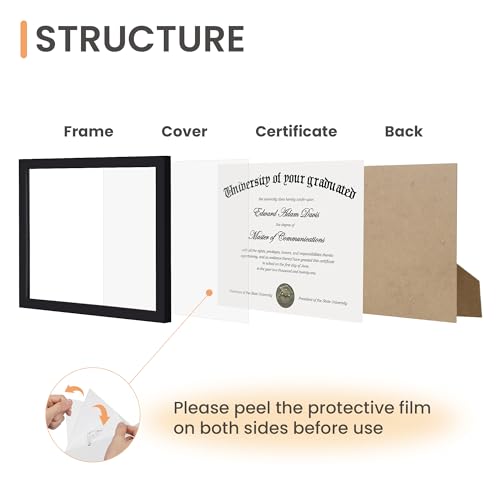 Black 8.5 x 11 Certificate Frame - Diploma & Document Wall or Tabletop Display